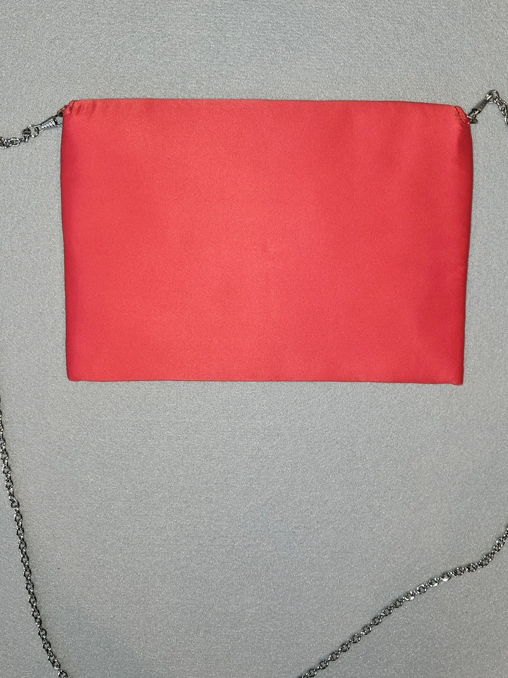 EUC Red Satin Rhinestone Evening Clutch Sparkly Envelope Crossbody Cocktail Bag